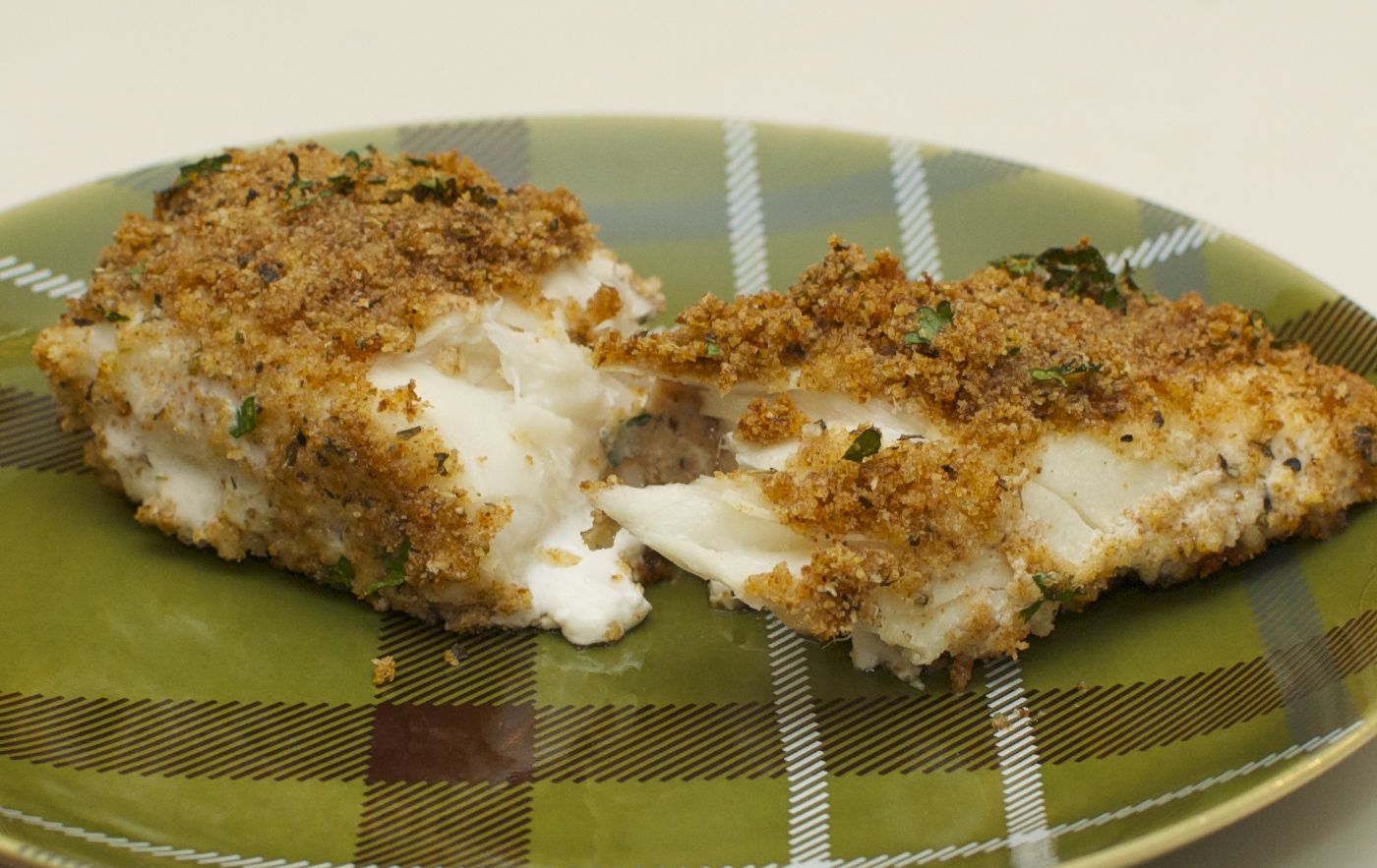 Baked Halibut with Bread Crumbs and Italian Seasoning