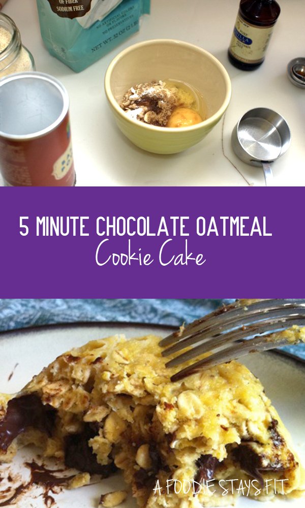 5 Minute Chocolate Oatmeal Cookie Cake