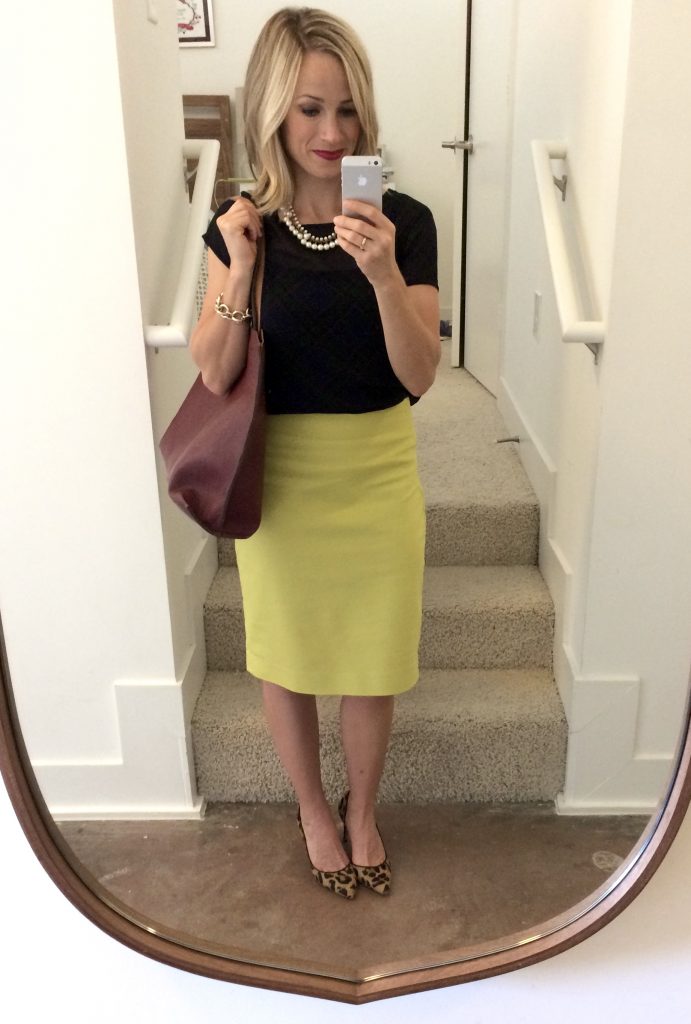what to wear with a mustard skirt