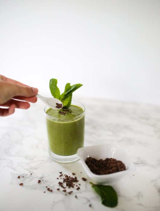 Healthy Mint Chocolate Chip Spinach Smoothie Recipe