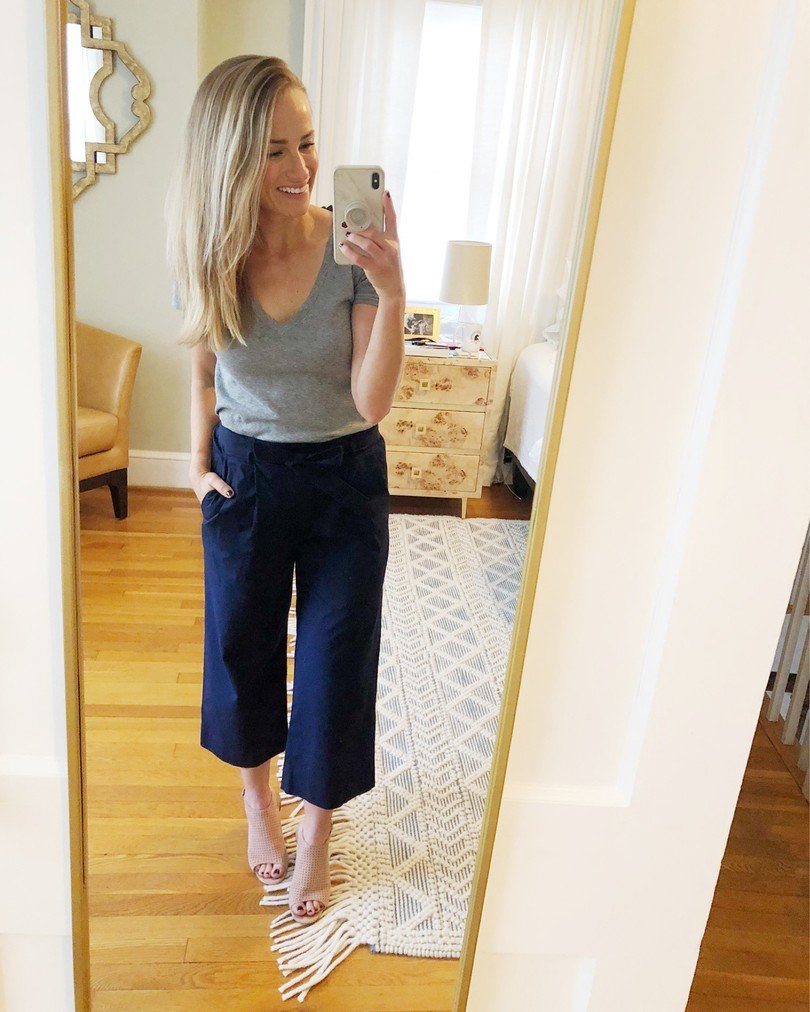 Wide leg, Ankle cropped pants