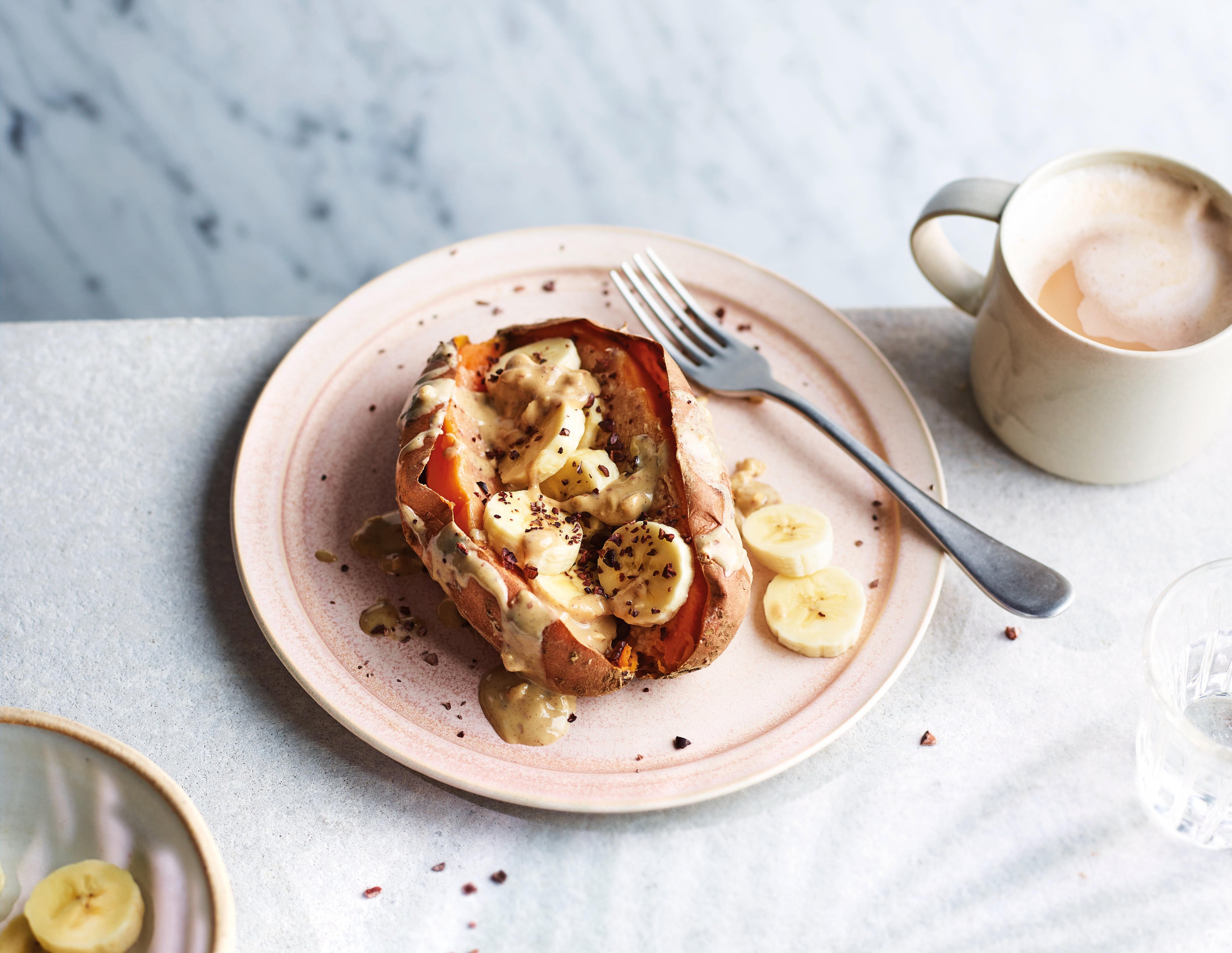 Sweet Potato with peanut butter and bananas