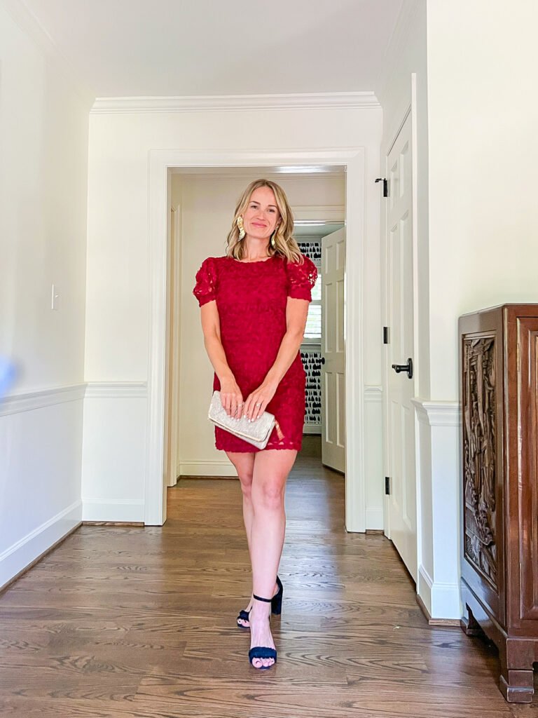 Red Puff Sleeve Cocktail Dresses for Christmas