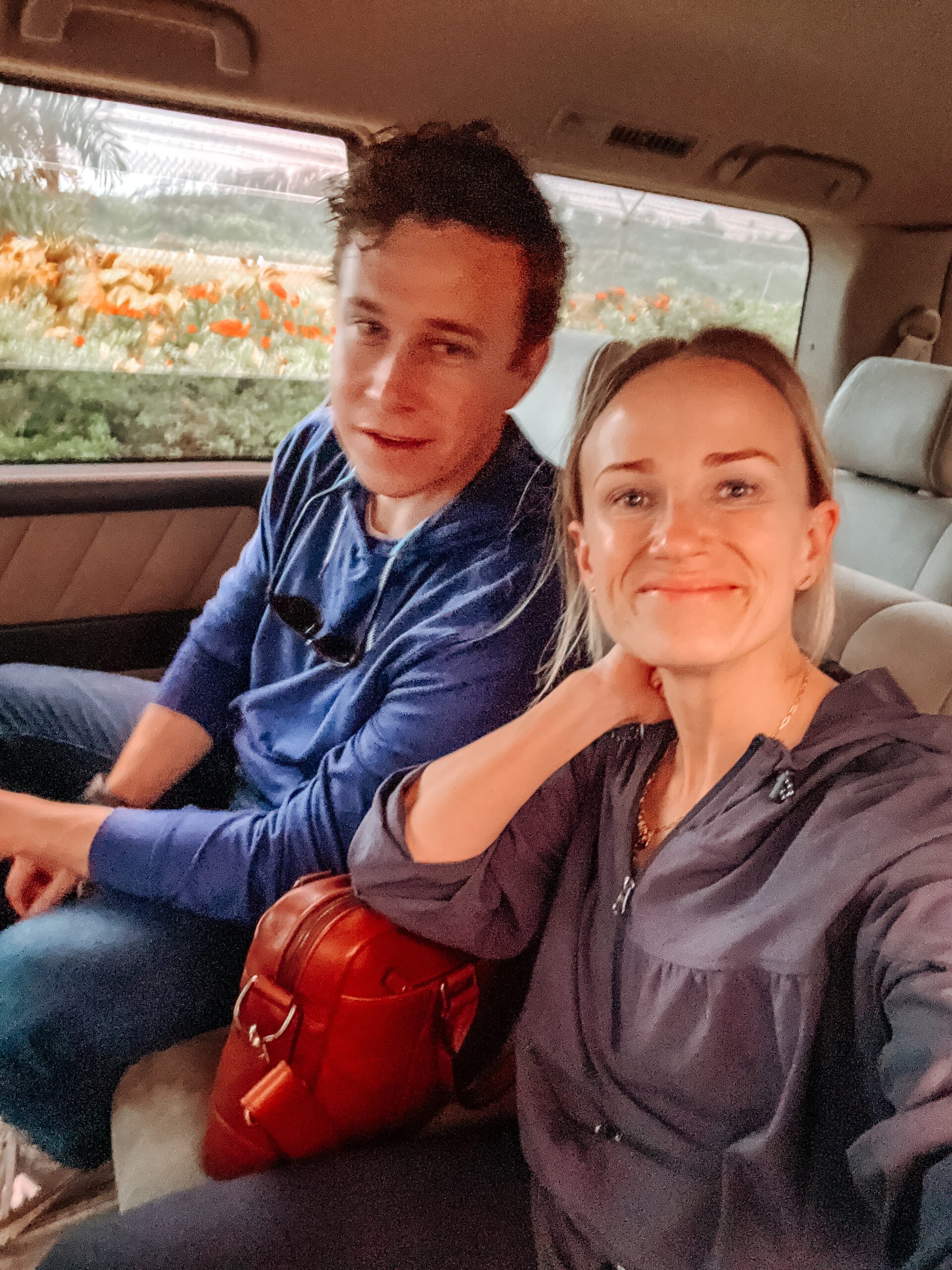 couple selfie inside a car
