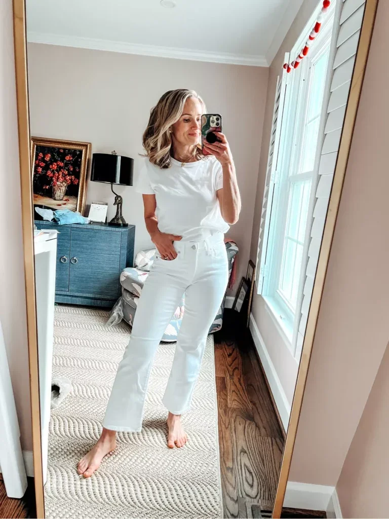 Madewell crop white jeans